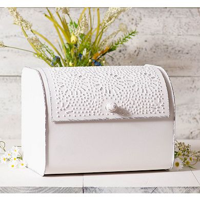 Irvins Country Tinware Bread Box in Rustic White