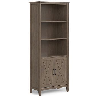 Simpli Home Ela Solid Wood Bookcase In Smoky Brown