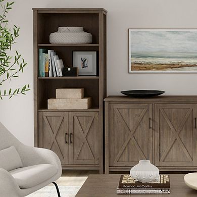 Simpli Home Ela Solid Wood Bookcase In Smoky Brown