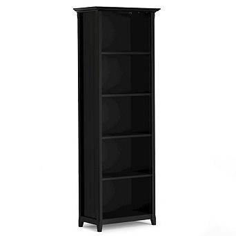 Simpli Home Acadian Solid Wood 5 Shelf Bookcase In Black