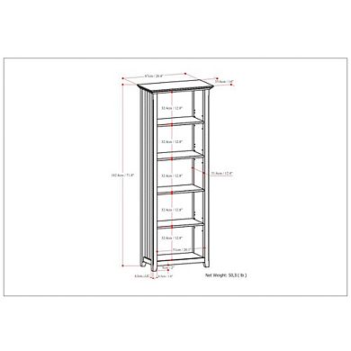 Simpli Home Acadian Solid Wood 5 Shelf Bookcase In Black