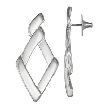 Napier Silver Tone Shapes Drop Earrings
