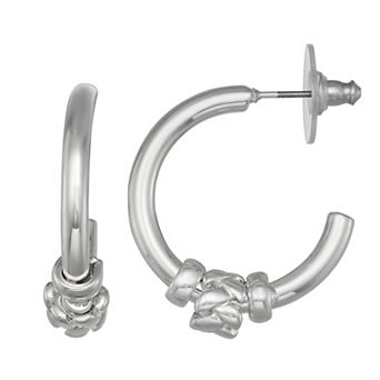 Napier Silver Tone Shapes C-Hoop Earrings