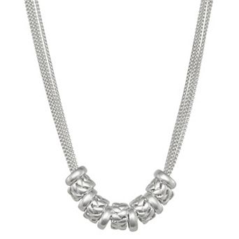 Napier Silver Tone Shapes Frontal Necklace