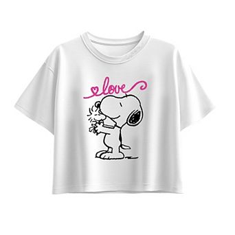 Girls 7-16 Peanuts Snoopy Love Boxy Tee