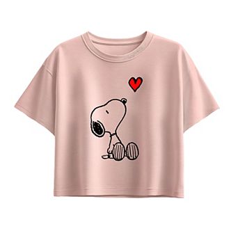 Girls 7-16 Peanuts Snoopy Heart Boxy Tee