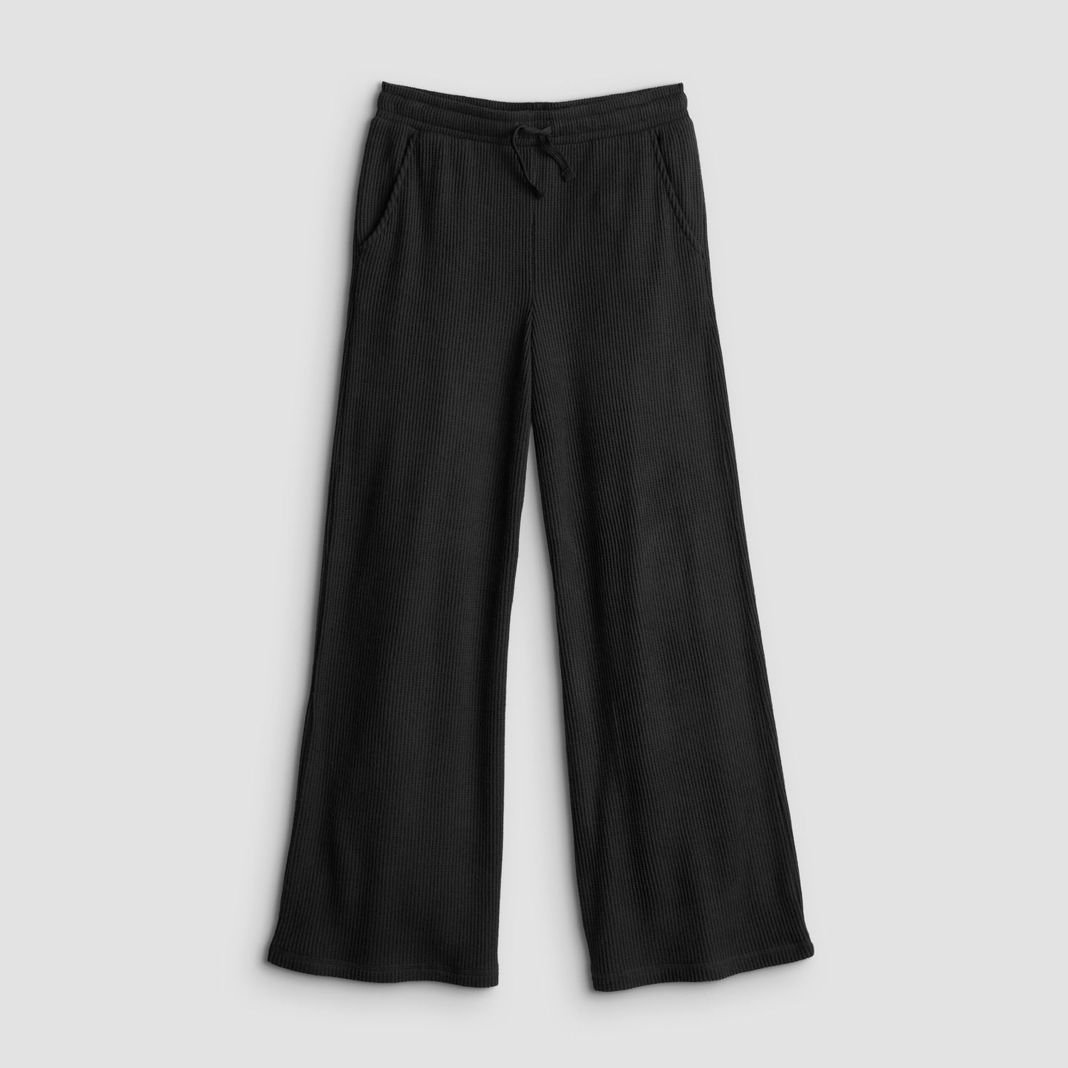 Брюки SO® Wide Leg Waffle Pants для девочек, цвет: Чёрный