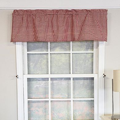 100% Cotton High Quality Minicheck Tailored Window Valance with 1.5" Rod Pocket 50" W X 12" L Red