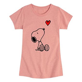 Girls 7-16 Peanuts Snoopy Heart Short Graphic Tee
