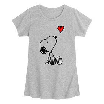 Girls 7-16 Peanuts Snoopy Heart Short Graphic Tee