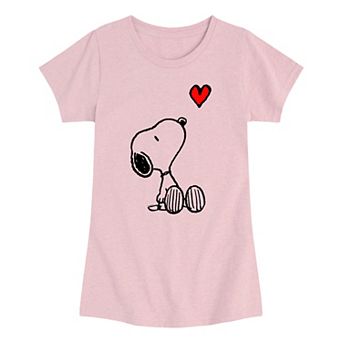 Girls 7-16 Peanuts Snoopy Heart Short Graphic Tee