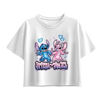 Girls 7-16 Disney's Lilo & Stitch Airbrush Stitch & Angel Boxy Tee