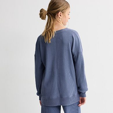 Girls 6-20 SO® Long Sleeve Oversized Waffle Top in Regular & Plus Size