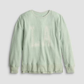 Girls 6-20 SO® Long Sleeve Oversized Waffle Top in Regular & Plus Size
