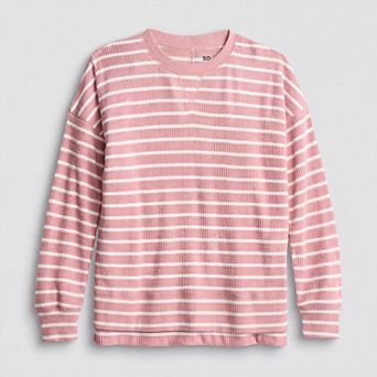 Girls 6-20 SO® Long Sleeve Oversized Waffle Top in Regular & Plus Size