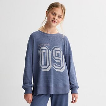 Girls 6-20 SO® Long Sleeve Oversized Waffle Top in Regular & Plus Size