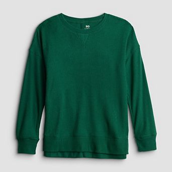 Girls 6-20 SO® Long Sleeve Oversized Waffle Top in Regular & Plus Size