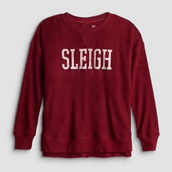 Girls 6-20 SO® Long Sleeve Oversized Waffle Top in Regular & Plus Size
