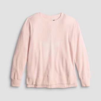 Girls 6-20 SO® Long Sleeve Oversized Waffle Top in Regular & Plus Size