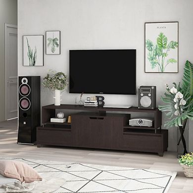 ENITIAL STAR Eliana Wood Multi-Storage TV Stand in Cappuccino