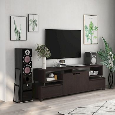 ENITIAL STAR Eliana Wood Multi-Storage TV Stand in Cappuccino