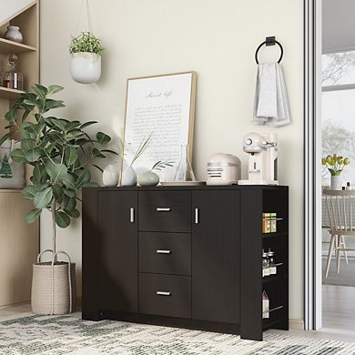 ENITIAL STAR Nathan Modern Wood Multi-Storage Buffet in Cappuccino