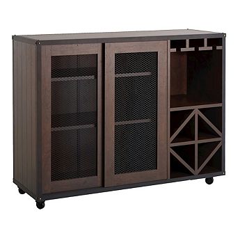 ENITIAL STAR Alan Wood Multi-Storage Buffet with Casters in Walnut