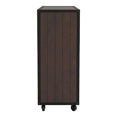 ENITIAL STAR Alan Wood Multi-Storage Buffet with Casters in Walnut