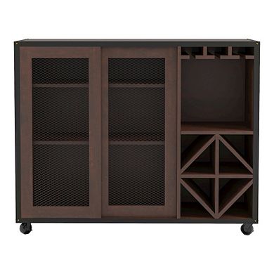 ENITIAL STAR Alan Wood Multi-Storage Buffet with Casters in Walnut