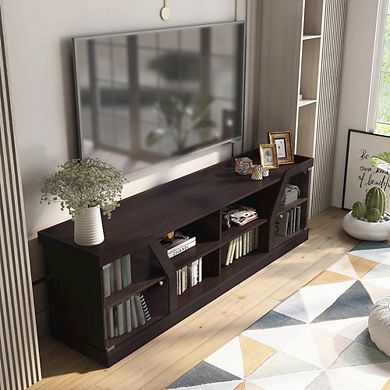 ENITIAL STAR Rania Contemporary Wood Multi-Storage TV Stand in Espresso