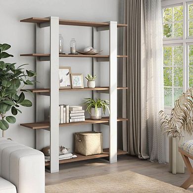 ENITIAL STAR Bess Modern Wood 5-Shelf Bookcase in White