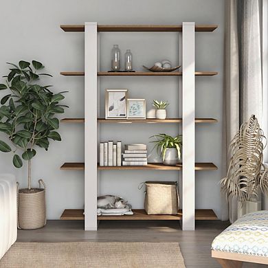 ENITIAL STAR Bess Modern Wood 5-Shelf Bookcase in White