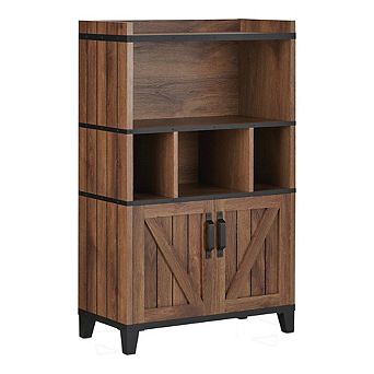 ENITIAL STAR Rhen Farmhouse Wood 8-Shelf Buffet in Distressed Walnut