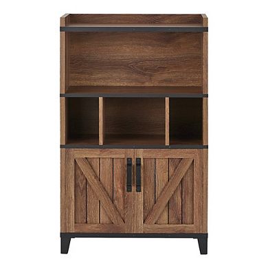ENITIAL STAR Rhen Farmhouse Wood 8-Shelf Buffet in Distressed Walnut