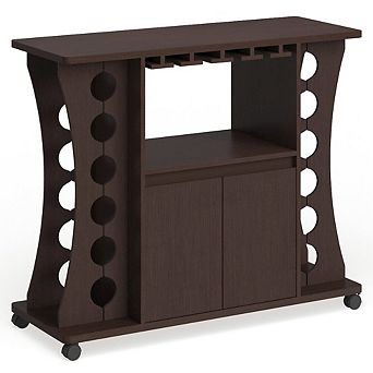 ENITIAL STAR Milan Modern Wood Buffet with Wine Rack in Espresso
