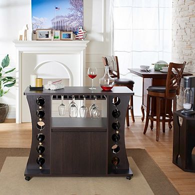 ENITIAL STAR Milan Modern Wood Buffet with Wine Rack in Espresso
