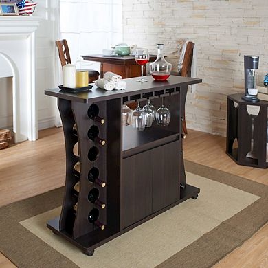 ENITIAL STAR Milan Modern Wood Buffet with Wine Rack in Espresso