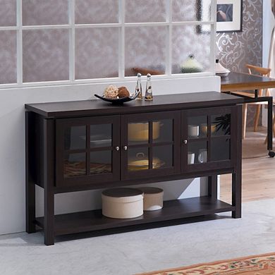 ENITIAL STAR Tellun Contemporary Wood Multi-Storage Buffet in Walnut