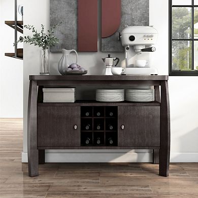 ENITIAL STAR Mendota Wood Buffet Table with Wine Rack in Espresso