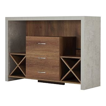 ENITIAL STAR Dixen Wood Multi-Storage Buffet Server in Distressed Walnut