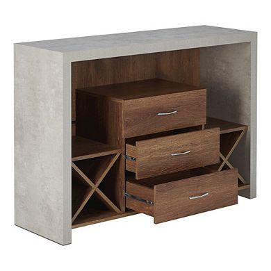 ENITIAL STAR Dixen Wood Multi-Storage Buffet Server in Distressed Walnut