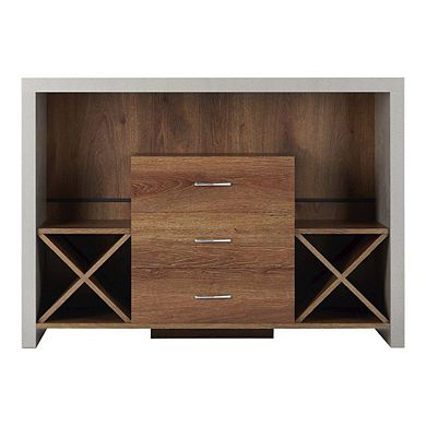 ENITIAL STAR Dixen Wood Multi-Storage Buffet Server in Distressed Walnut
