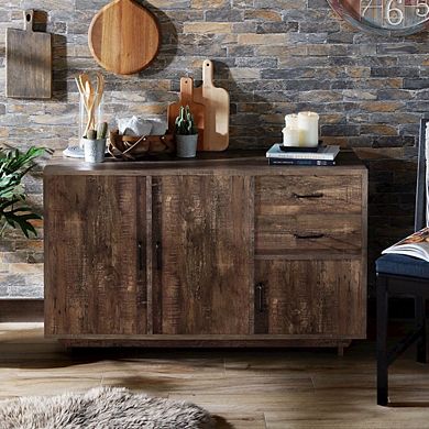 ENITIAL STAR Galvin Rustic Wood 2-Drawer Buffet in Reclaimed Oak