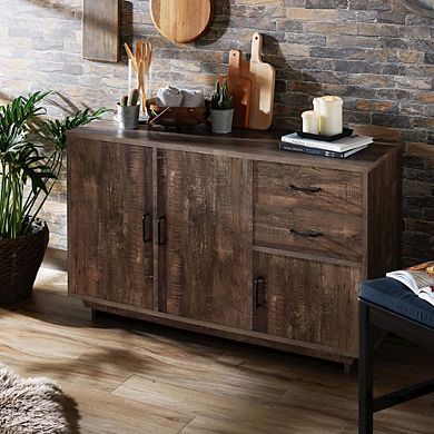 ENITIAL STAR Galvin Rustic Wood 2-Drawer Buffet in Reclaimed Oak