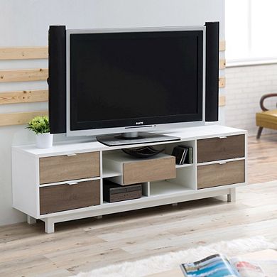 ENITIAL STAR Aaron Contemporary Wood 71-inch TV Stand in White