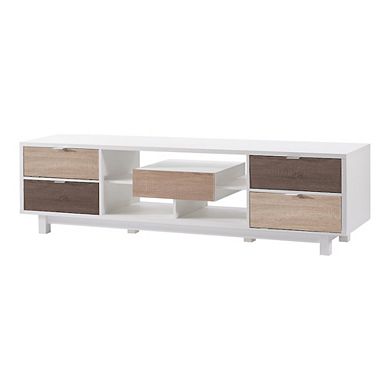 ENITIAL STAR Aaron Contemporary Wood 71-inch TV Stand in White