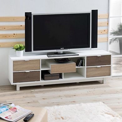 ENITIAL STAR Aaron Contemporary Wood 71-inch TV Stand in White