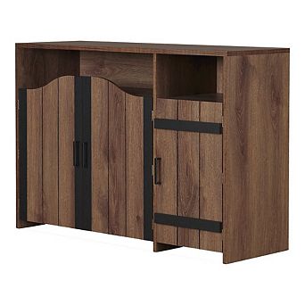 ENITIAL STAR Helen Farmhouse Wood 6-Shelf Buffet in Distressed Walnut