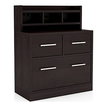 ENITIAL STAR Jonah Wood Multi-Storage Filing Cabinet in Cappuccino