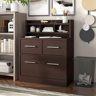 ENITIAL STAR Jonah Wood Multi-Storage Filing Cabinet in Cappuccino